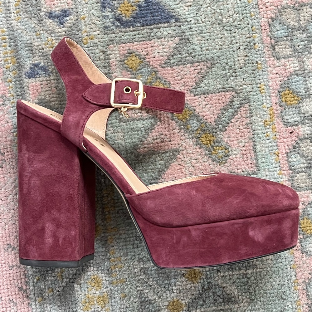 Coach Burgundy Suede Platform Heels